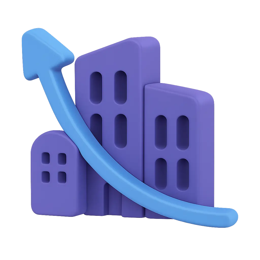 3d iso illustration showing scalling oportunities fro your business