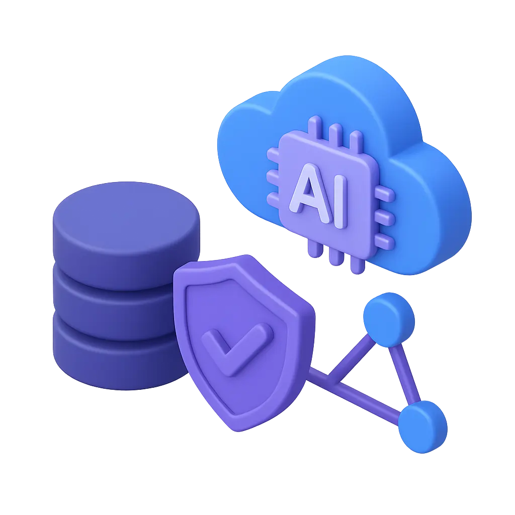 3d iso illustration showing save data connectivity to our AI service